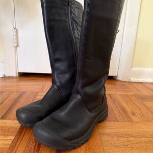 Keen Dry Tall Knee High Black Leather Boots Women's Size 9.5